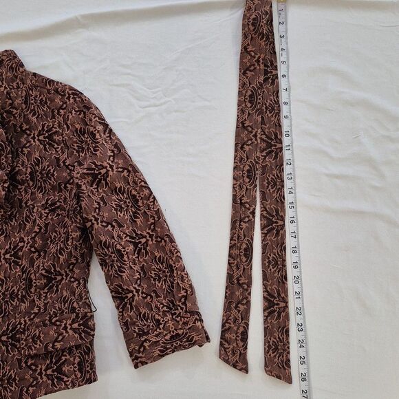 Vintage 90s Y APPAREL Women's Jacket Self Belt Standup Ruffle Collar Brown Small - Picture 15 of 15